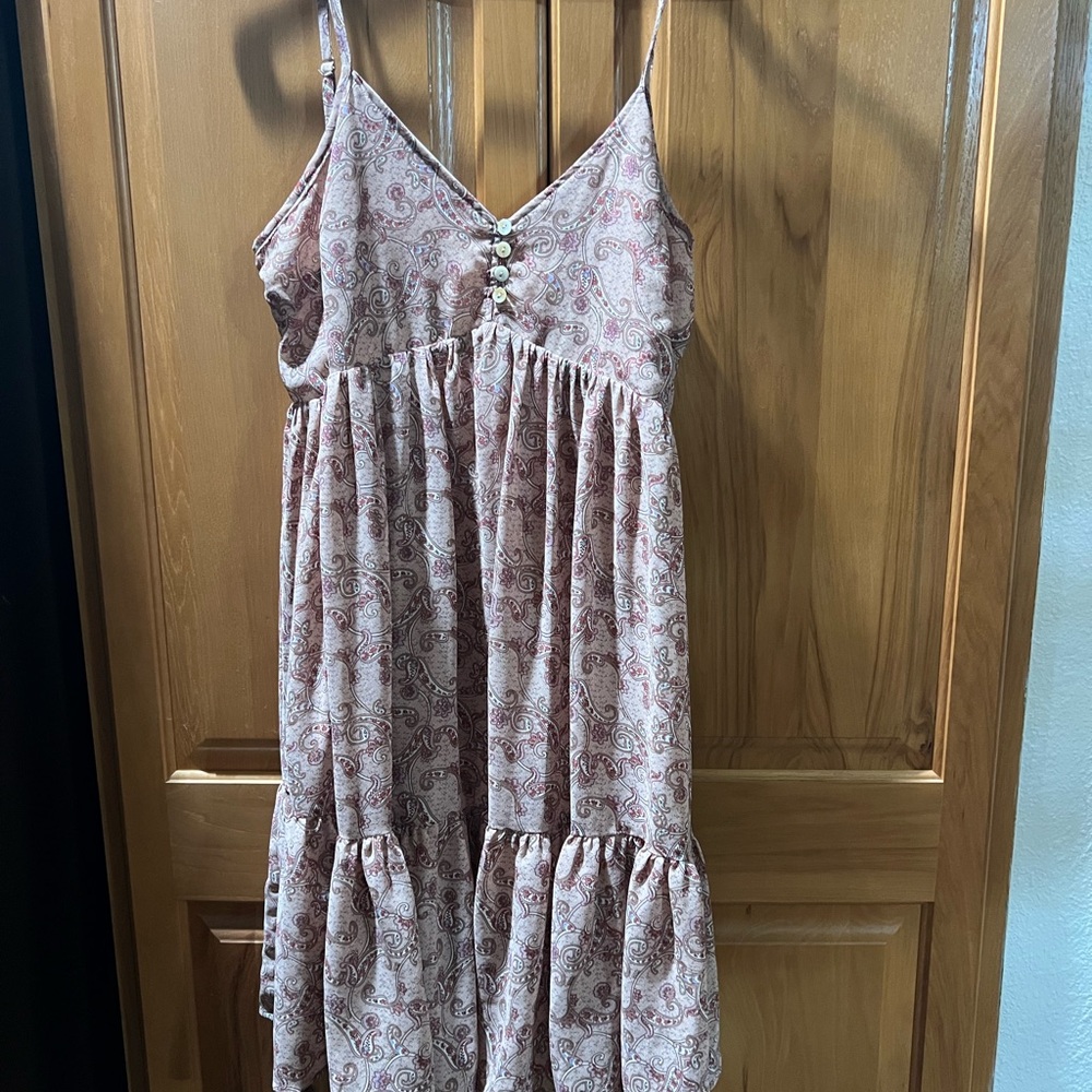 Entro Paisley Mini Dress in Pink and Cream